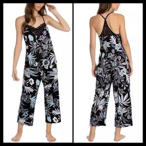LINEA DONATELLA Floral Batik Cropped 2-Pc. Pajama Set Black